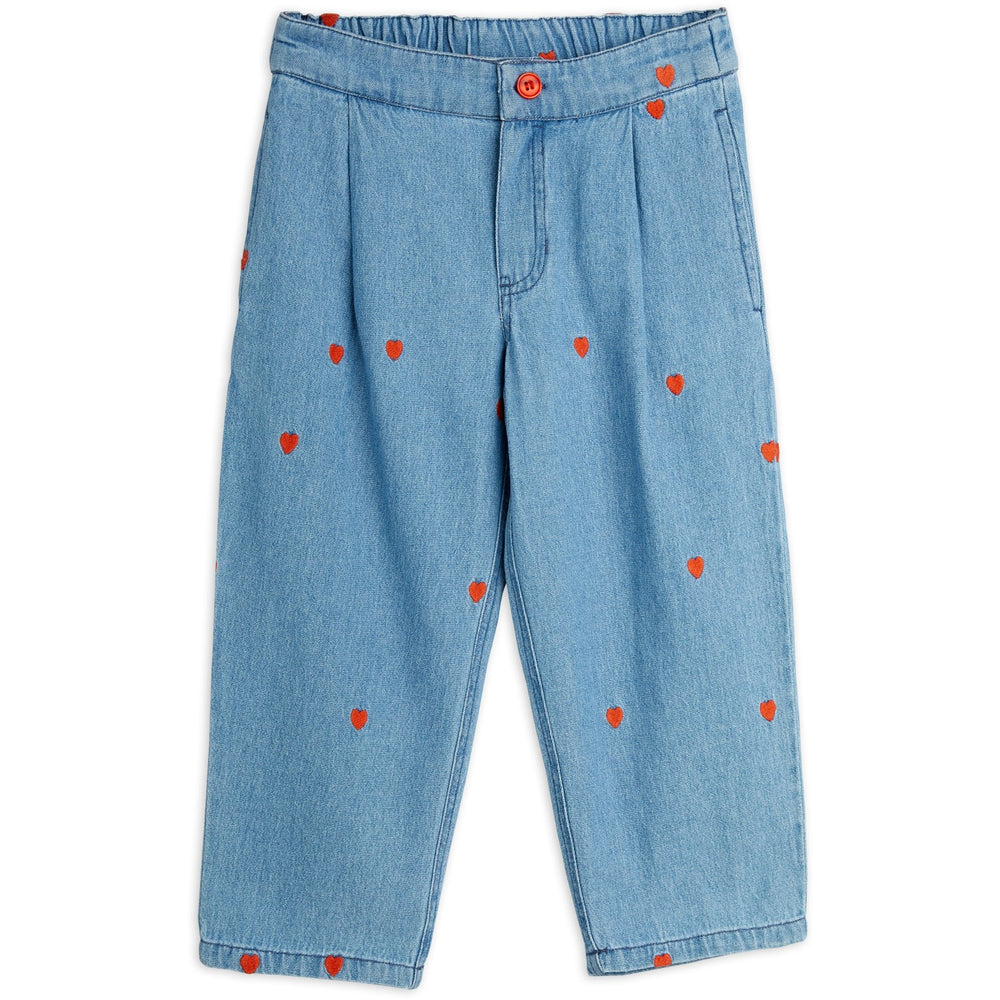 Køb Mini Rodini Blue Mini Hearts Aoe Woven Trousers