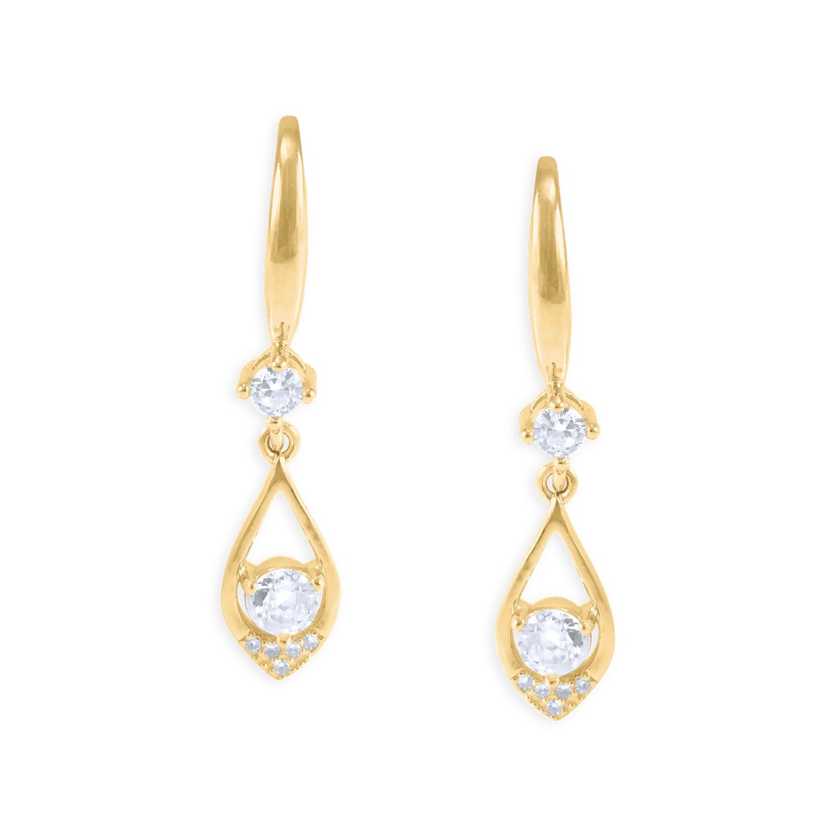 Boucles d'oreilles pendantes plaquées or avec oxydes de zirconium
