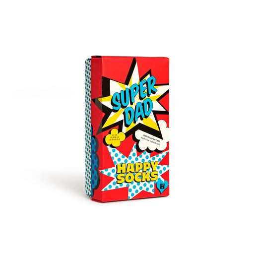 Happy Socks Super Dad Gaveæske 3-pak Strømper, Red, 41-46