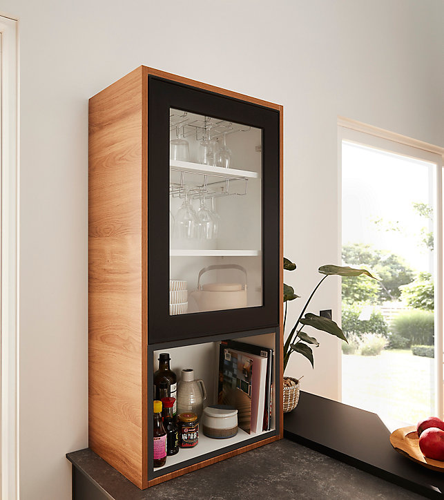 Porte de meuble de cuisine vitrée Pasilla noir mat l. 50 cm x H. 72 cm GoodHome