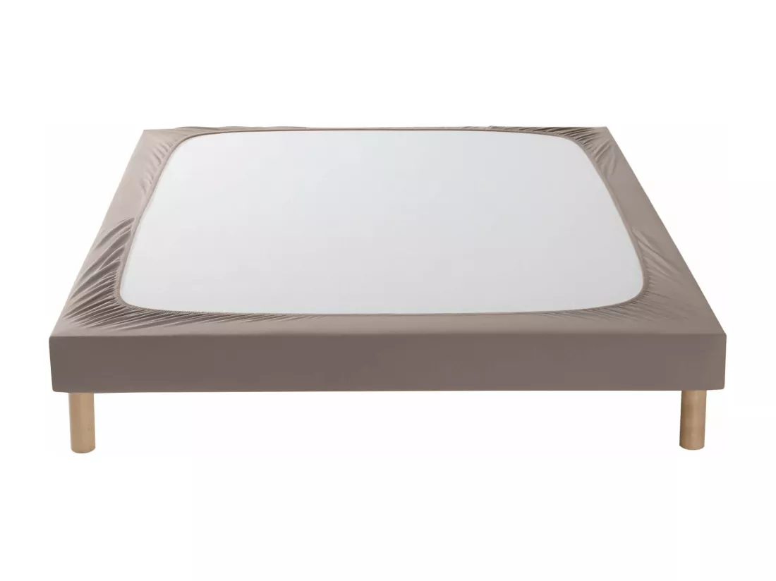 Cache-sommier coton jersey taupe 160x190 à 180x200