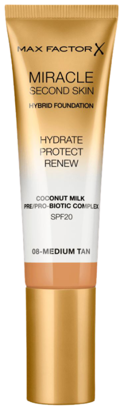 Max Factor Miracle Second Skin 08 Medium Tan Foundation 30ml
