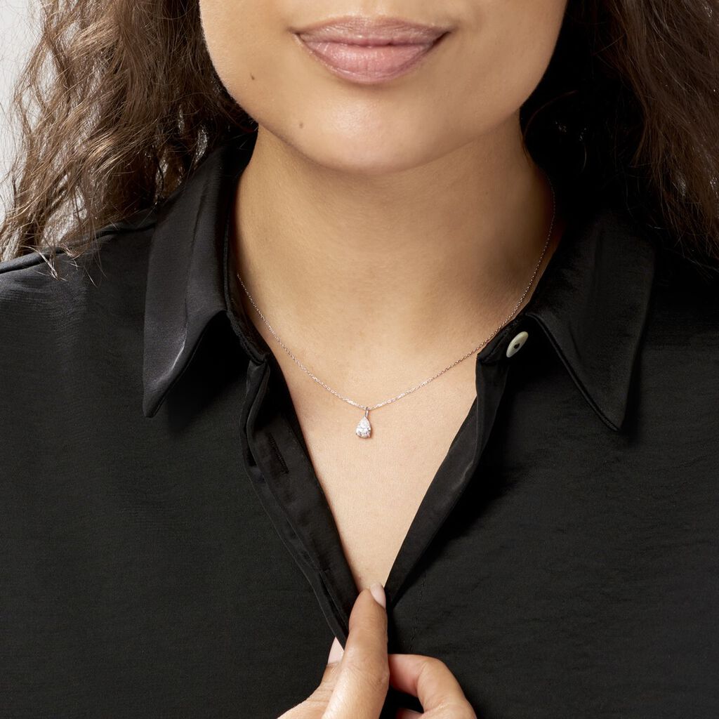 Collier Goutte Or Blanc Oxyde De Zirconium