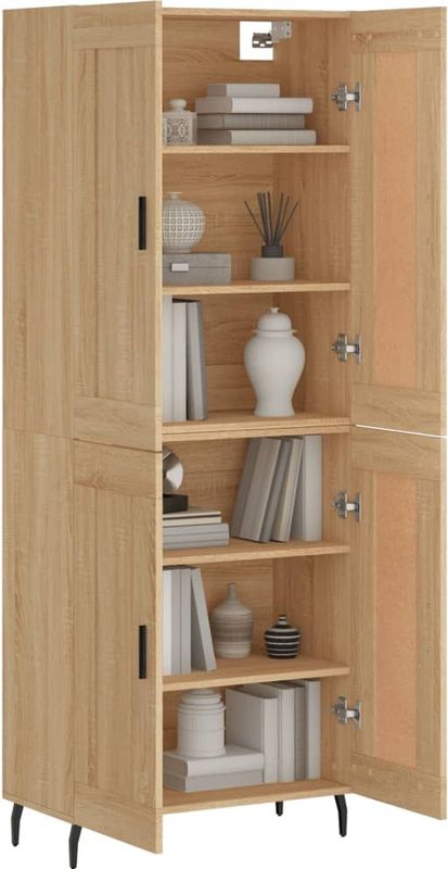 vidaXL - Hoge Kast - Sonoma Eikenkleurig - Bewerkt Hout - 69,5x34x180 cm