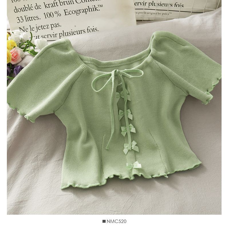 Lemongrass - Crop top met linthals en gerimpelde rand in 6 kleuren