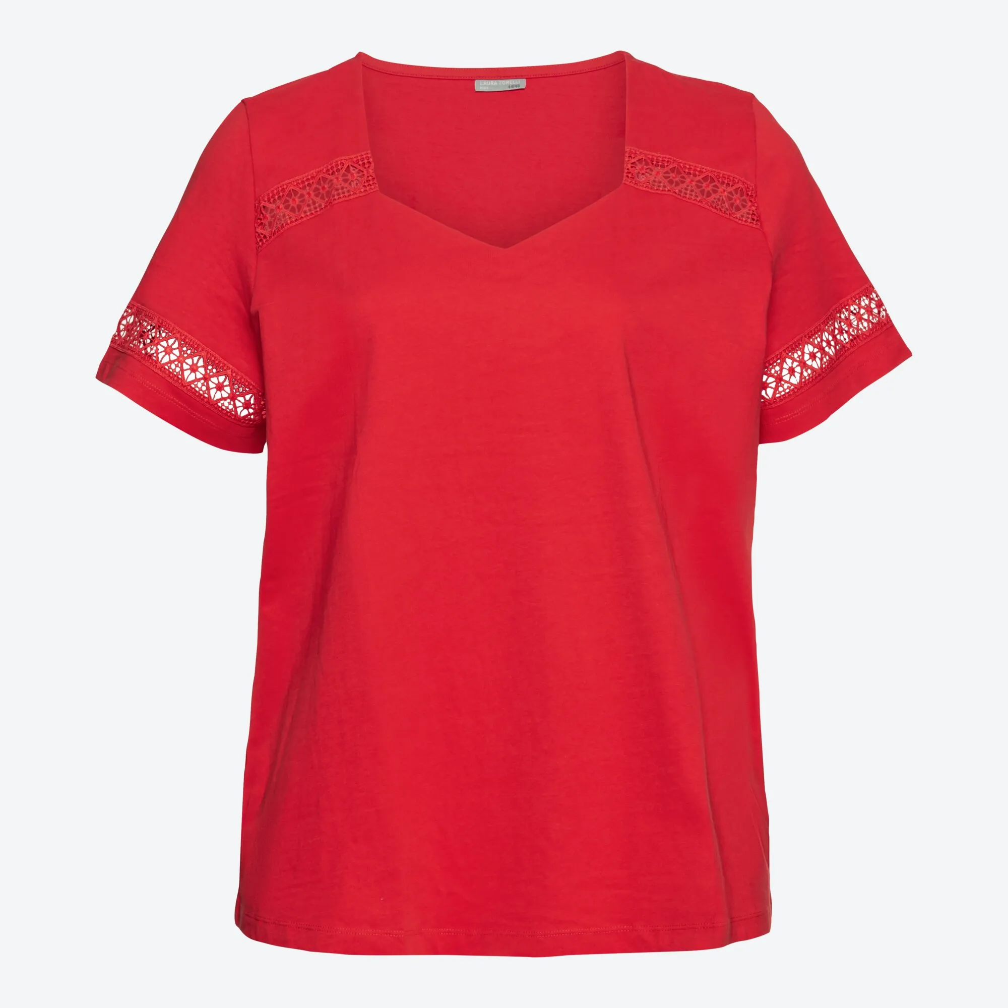 Damen-T-Shirt mit Spitzeneinsätzen, große Größen