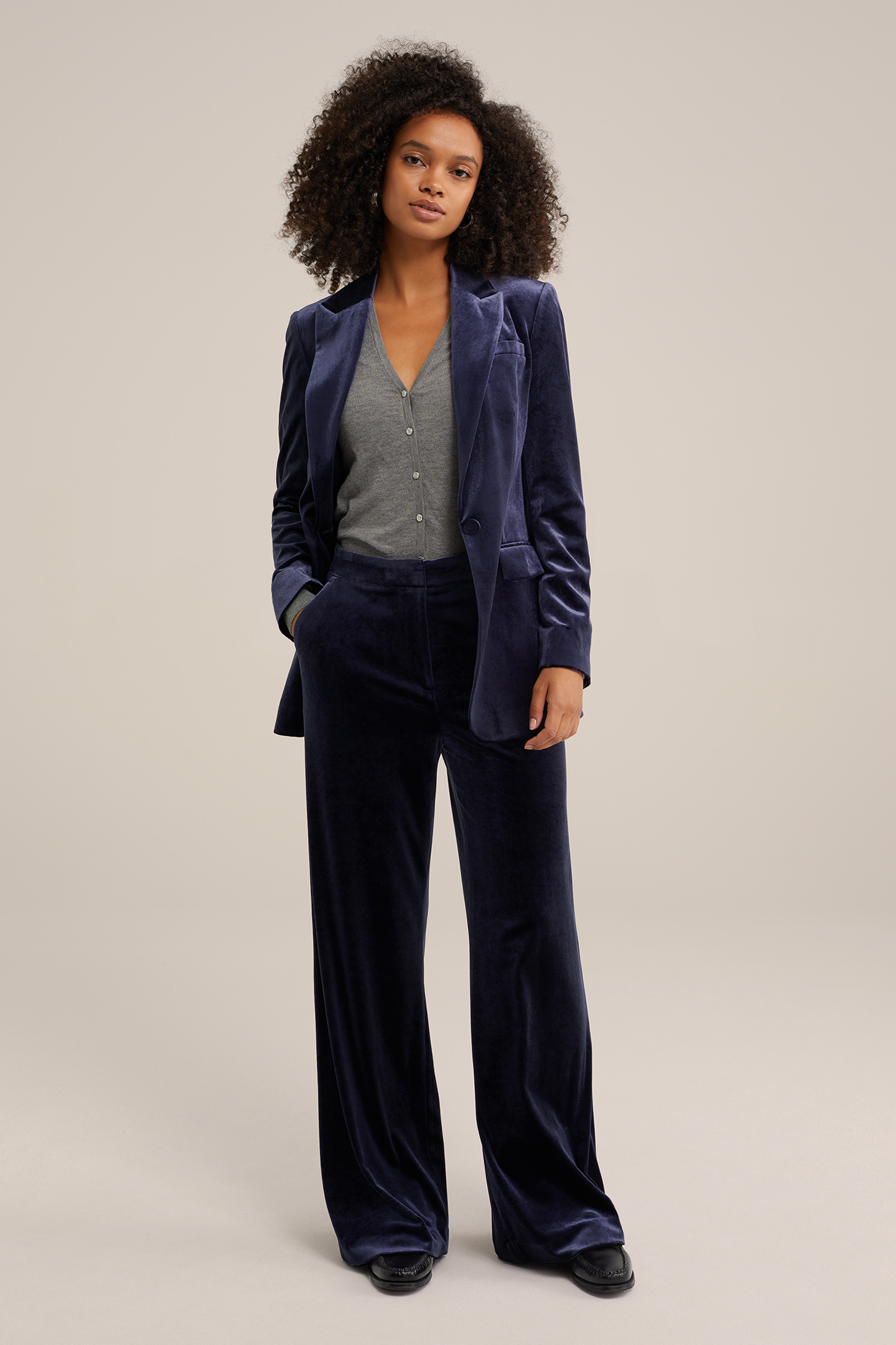 wide leg pantalon van velvet WE Fashion Blauw