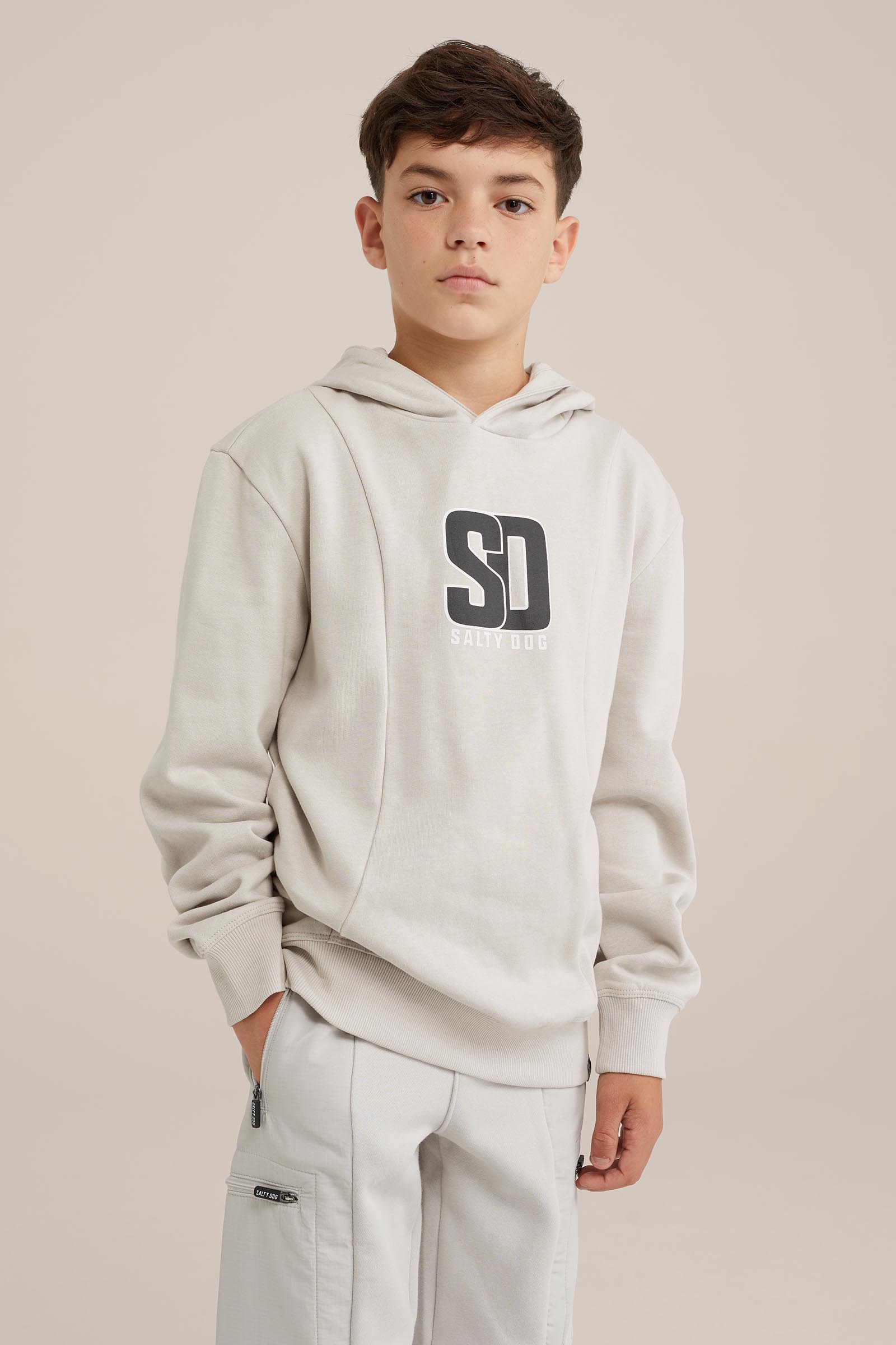 Jongens hoodie met opdruk Salty Dog Lichtgrijs