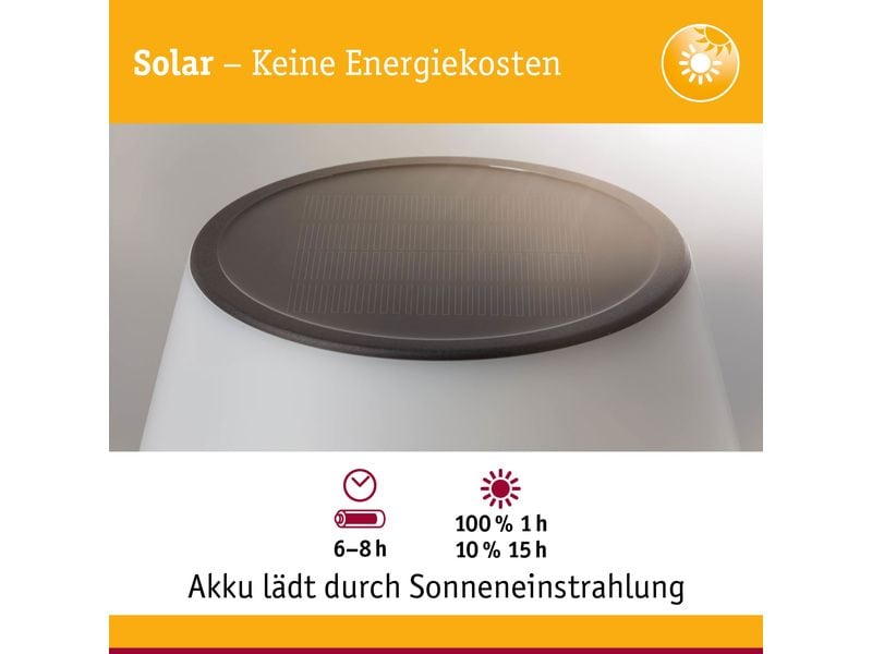 Paulmann Tischleuchte Solar Outdoor Lillesol, 3000K, Edelst Solarbetriebene Tischleuchte