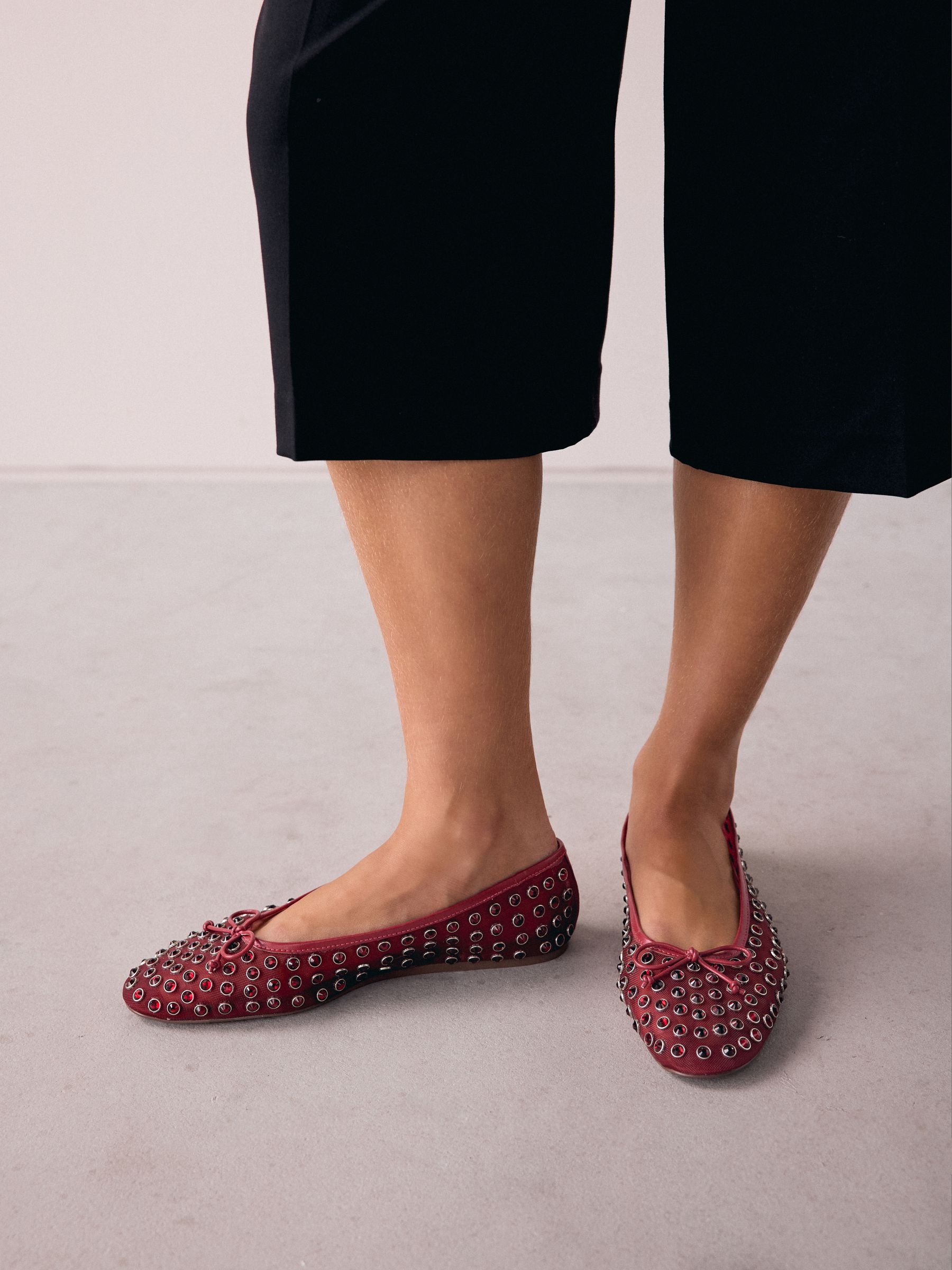Rood - Forever Comfort® Mesh Jewelled Ballerina Shoes