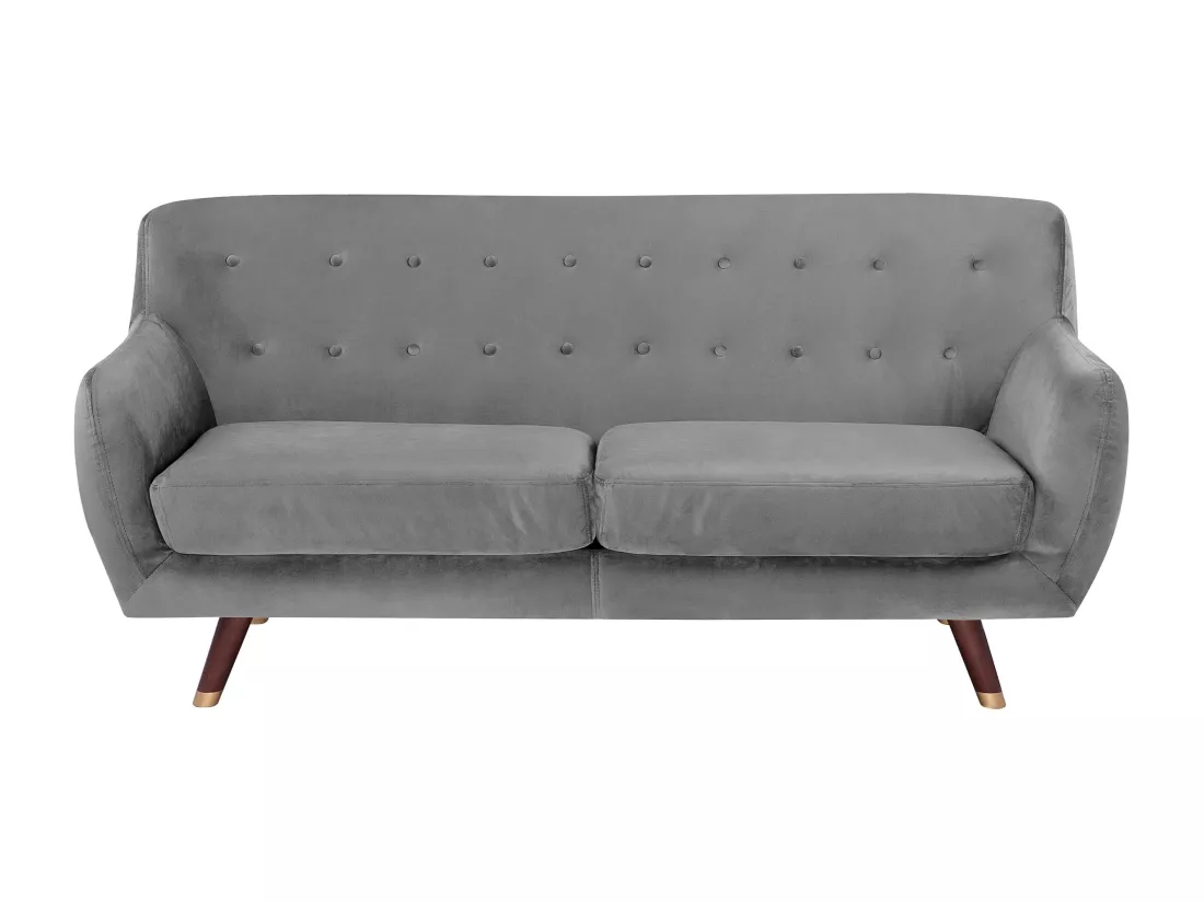 Ensemble canapés et fauteuil en velours gris 6 places BODO