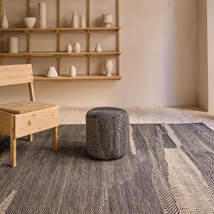 nanimarquina - Wabisabi Pouf, Ø 40 x H 43 cm, small, knochenweiss