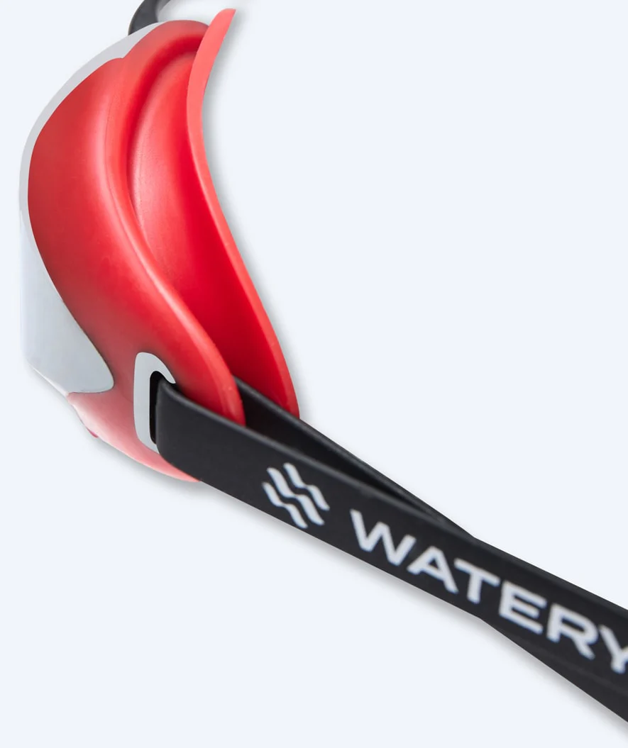 Watery Elite svømmebriller - Poseidon Ultra Mirror - Rød/sølv