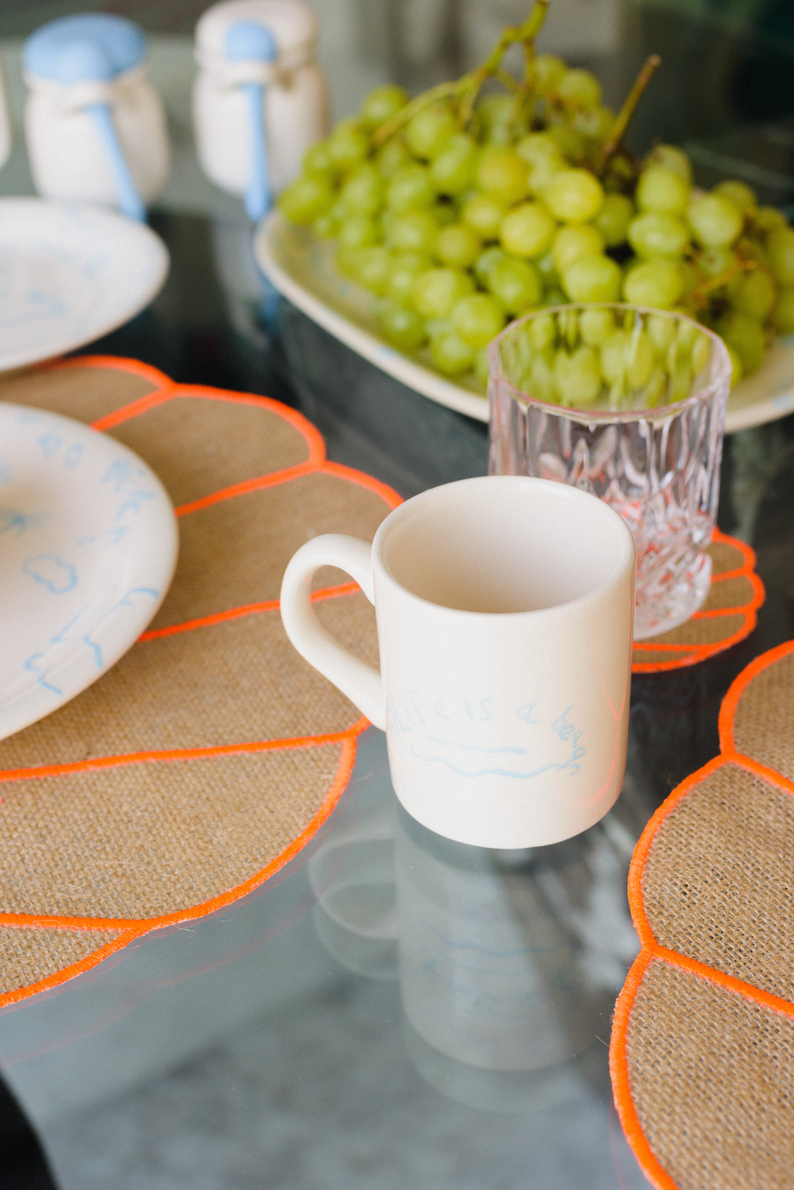 Mug en céramique « La vie est une plage » (Lot de 4)