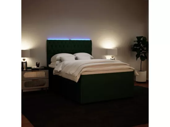 Sommier à lattes de lit et matelas Vert foncé 140x190cm Velours