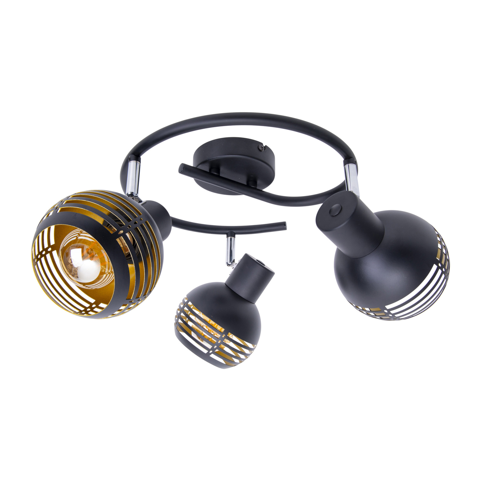 Deckenlampe - schwarz-goldfarben - 3-flammig