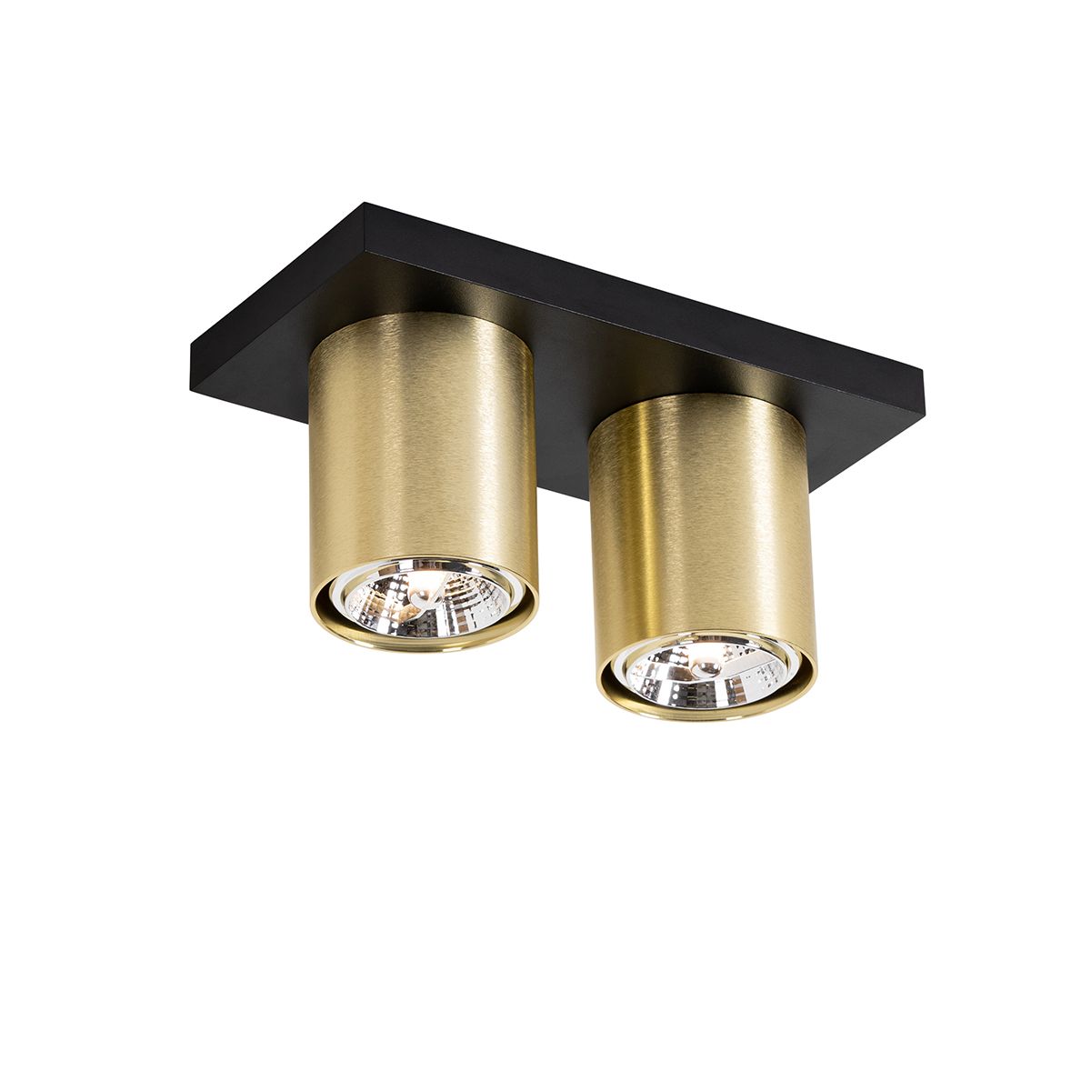 Moderne plafondspot zwart met goud 2-lichts - Tubo