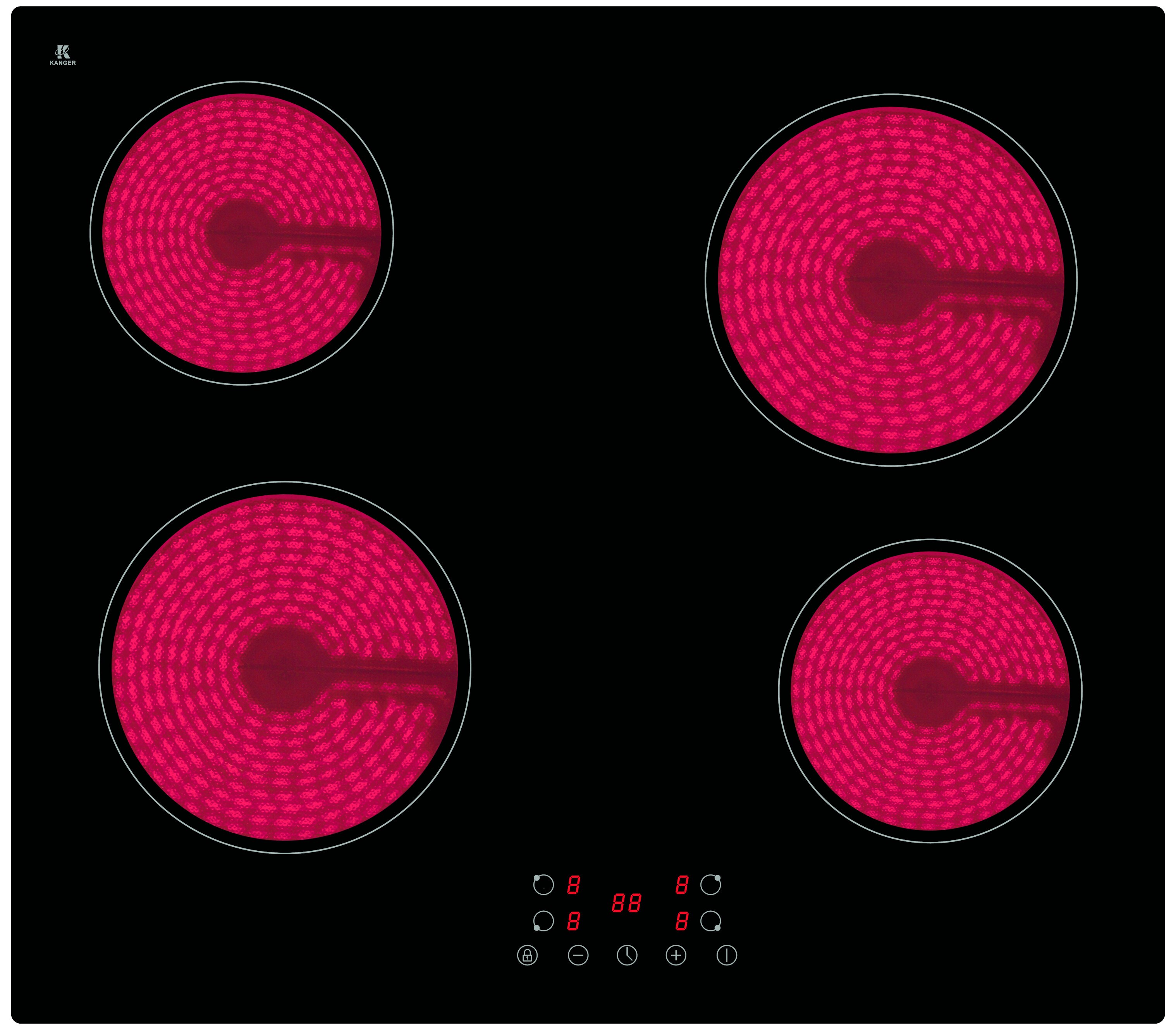 YUNA Glaskeramik-Kochfeld CALOR EBK4, Touch Control