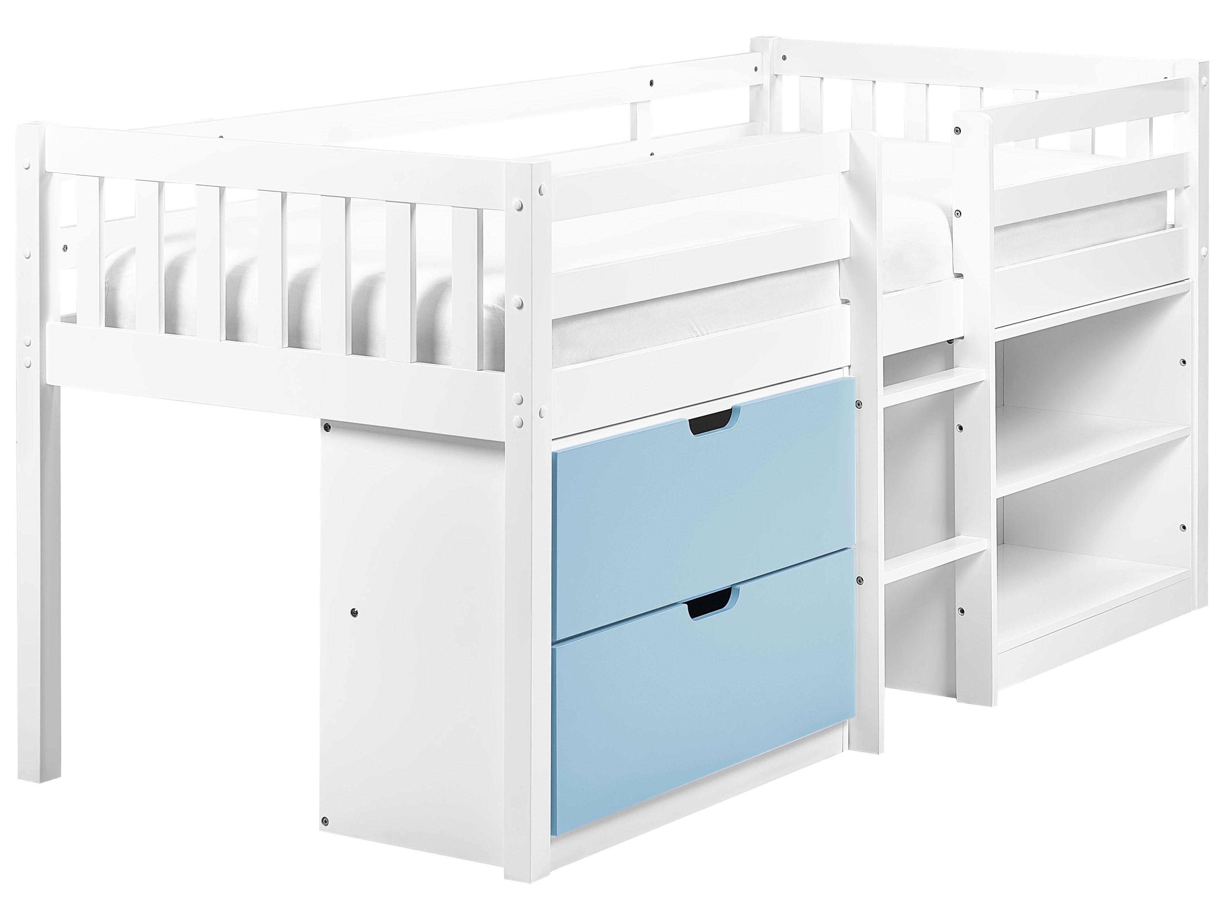 Verhoogd bed Hout SUSVILLE 90 x 200 cm Blauw