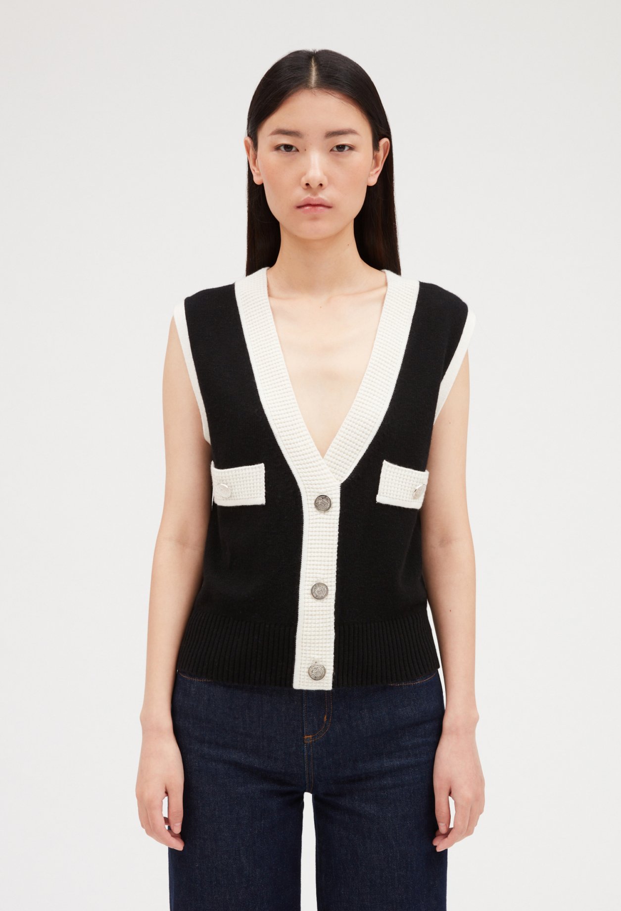 Pull sans manche maille