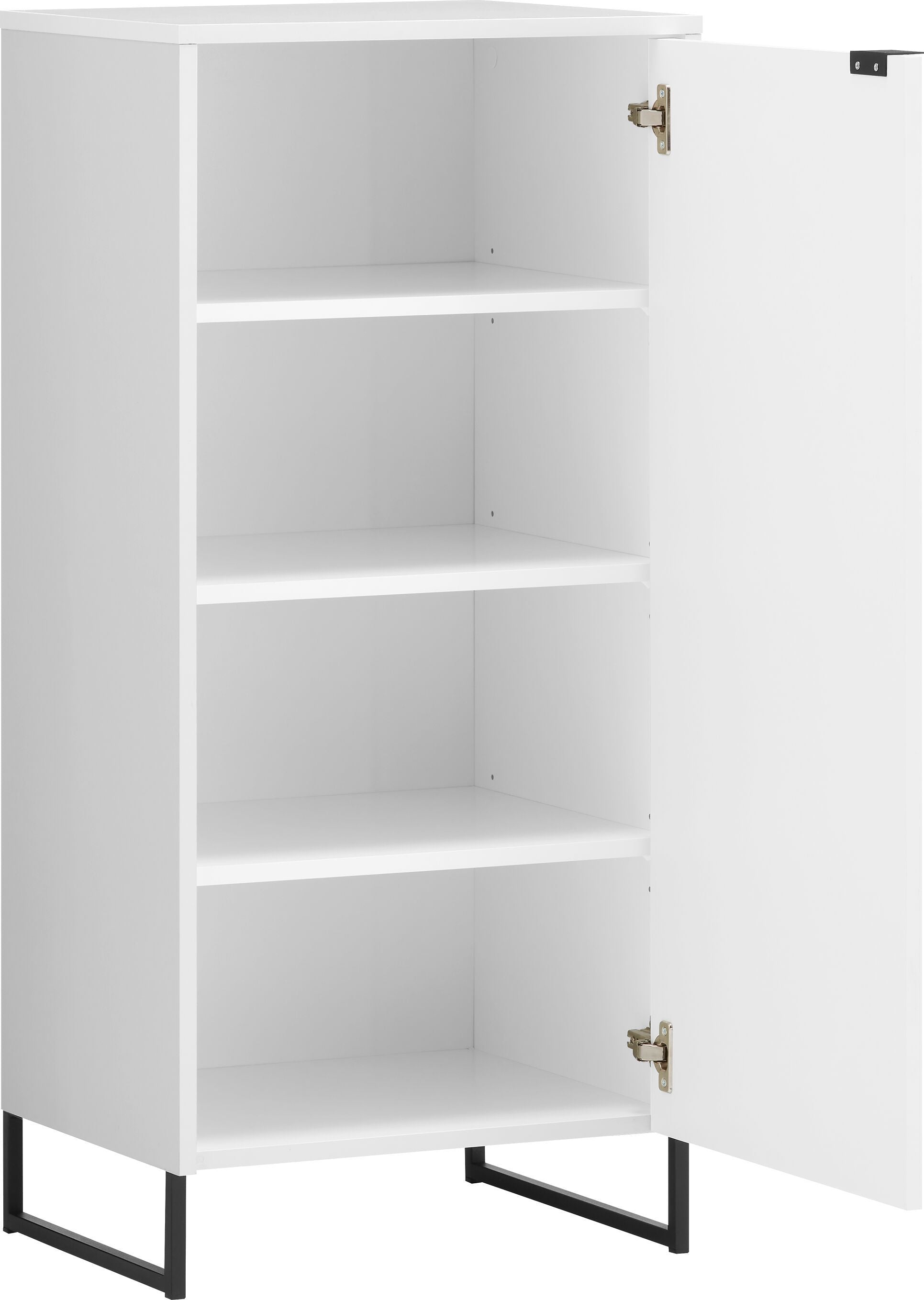 CAITLYN Schuhschr.1 Türe ws, Füs Met sz - Weiss / Schwarz / B: 50.0 cm x T: 39.0 cm x H: 110.0 cm