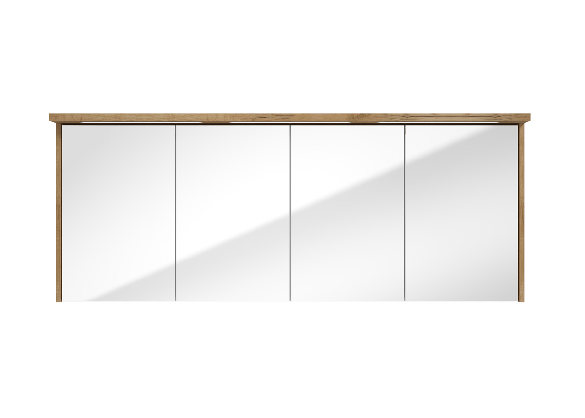 Fontana Grado spiegelkast met verlichting 157cm 4 deuren warm eiken