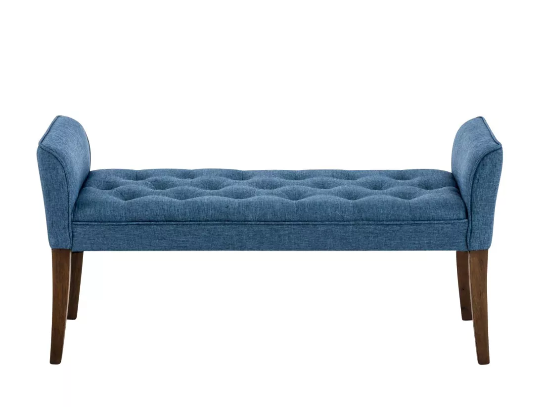 Banc banquette capitonné en bois bleue 133 x 43 x 64 cm BAN10094