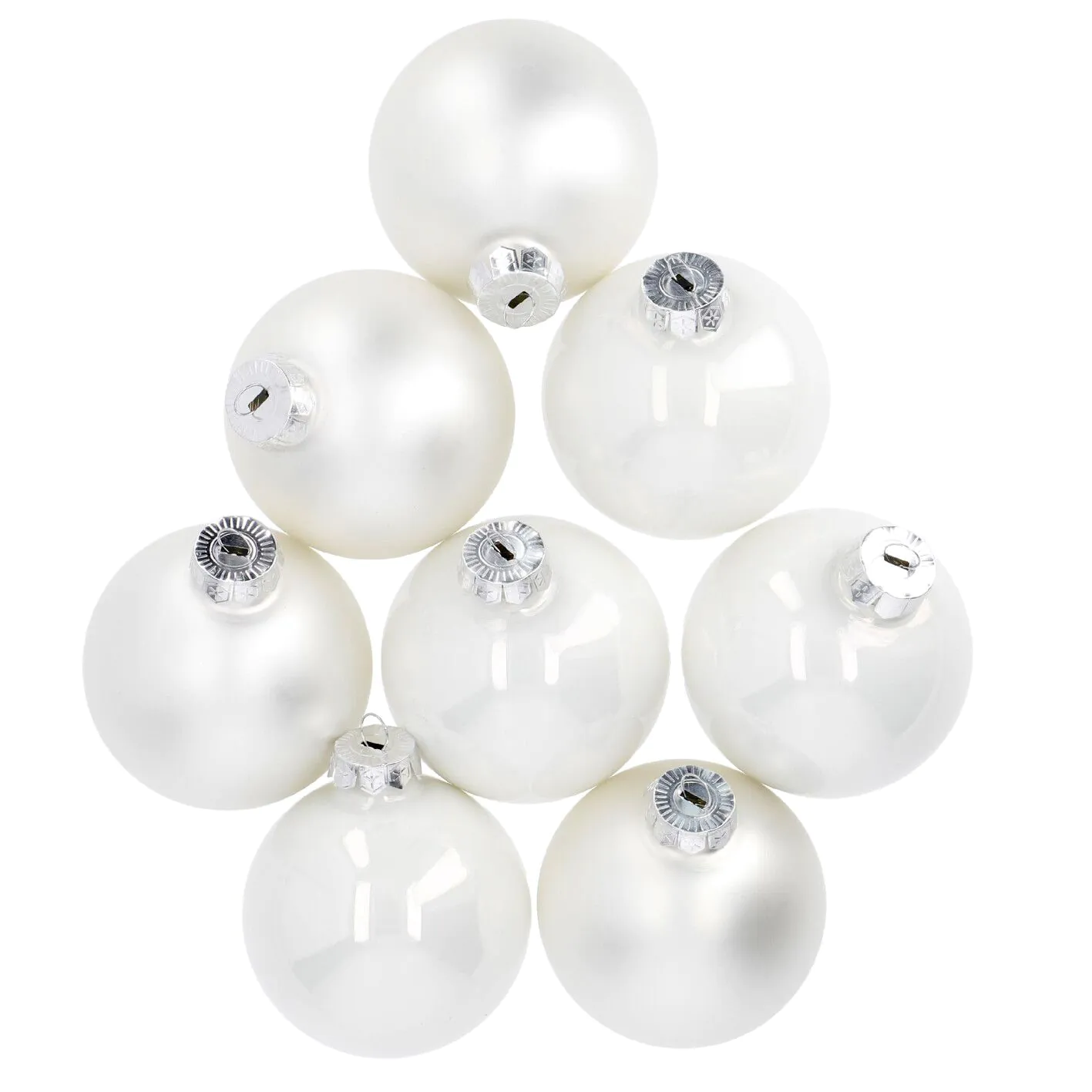 8er Weihnachtskugel Set Glaskugeln 8 cm, weiß