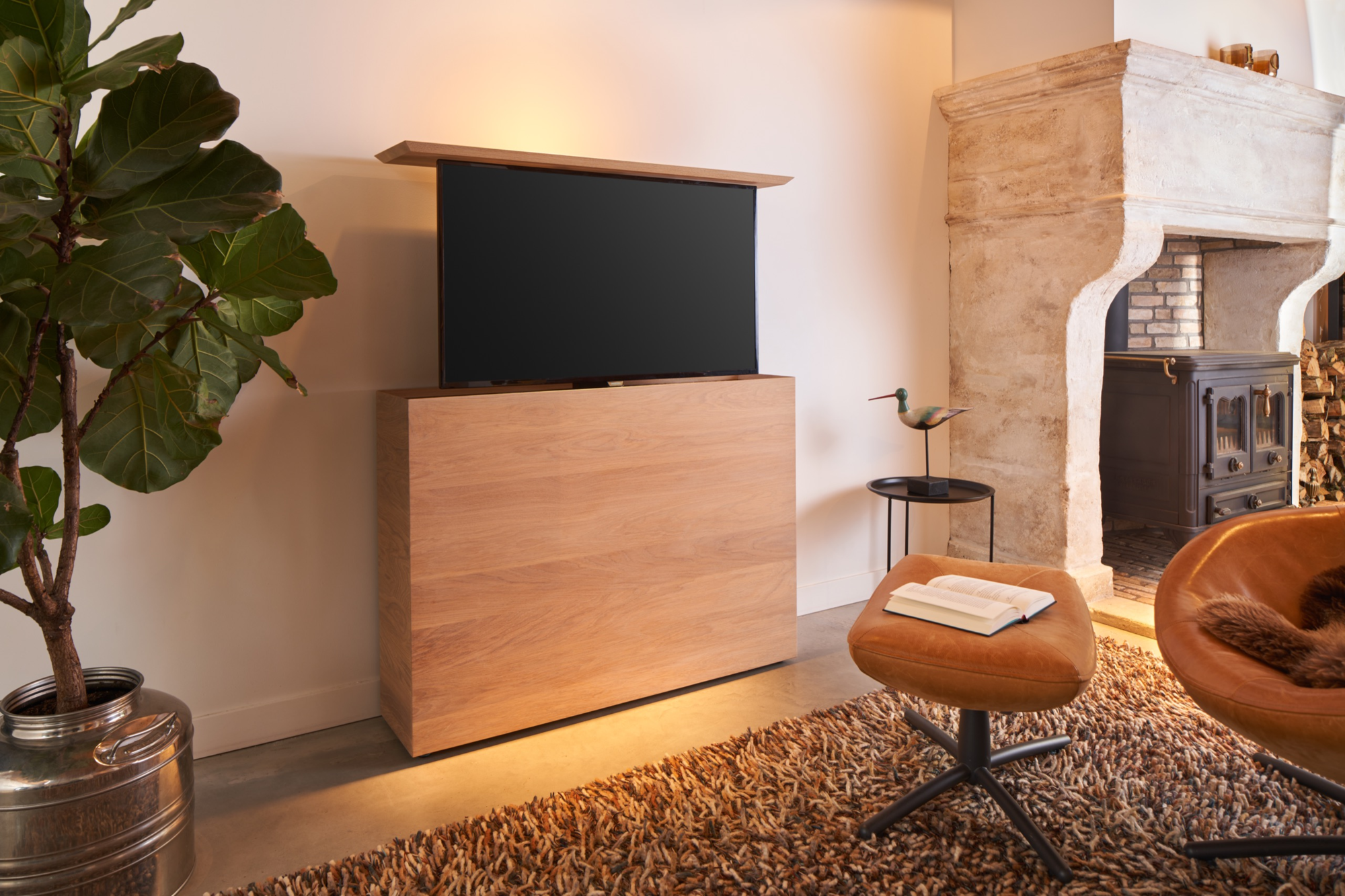 TV lift meubel Oak Box 43 inch licht
