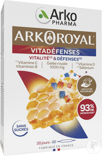 Arkopharma Arkoroyal Vitadéfenses Gelée Royale Vitamines Et Minéraux Ampoules 20x10ml