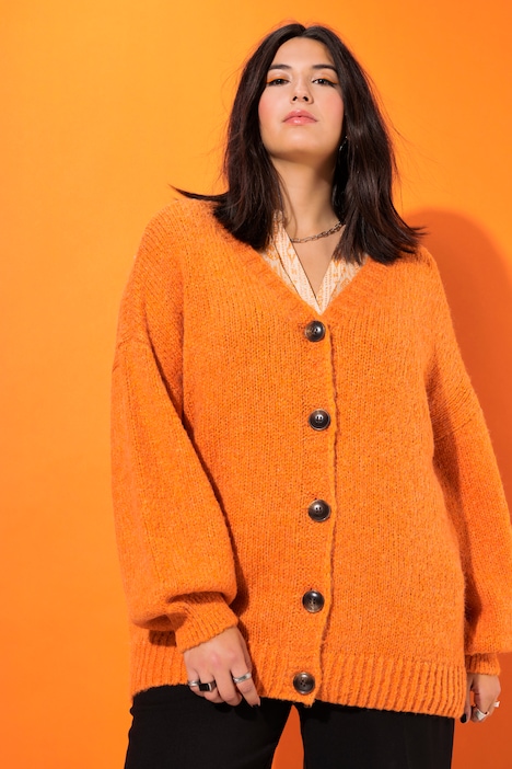 Strickjacke, oversized, V-Ausschnitt