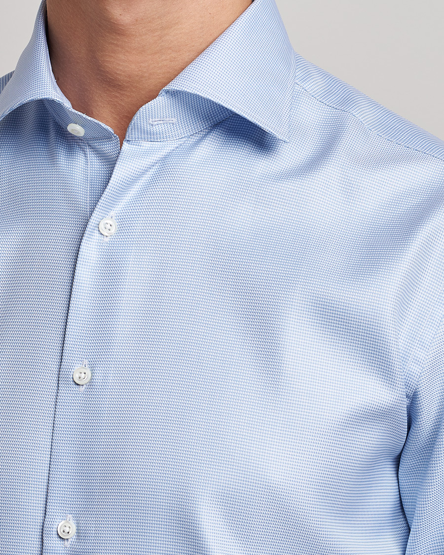 Stenströms Fitted Body Houndstooth Shirt Blue