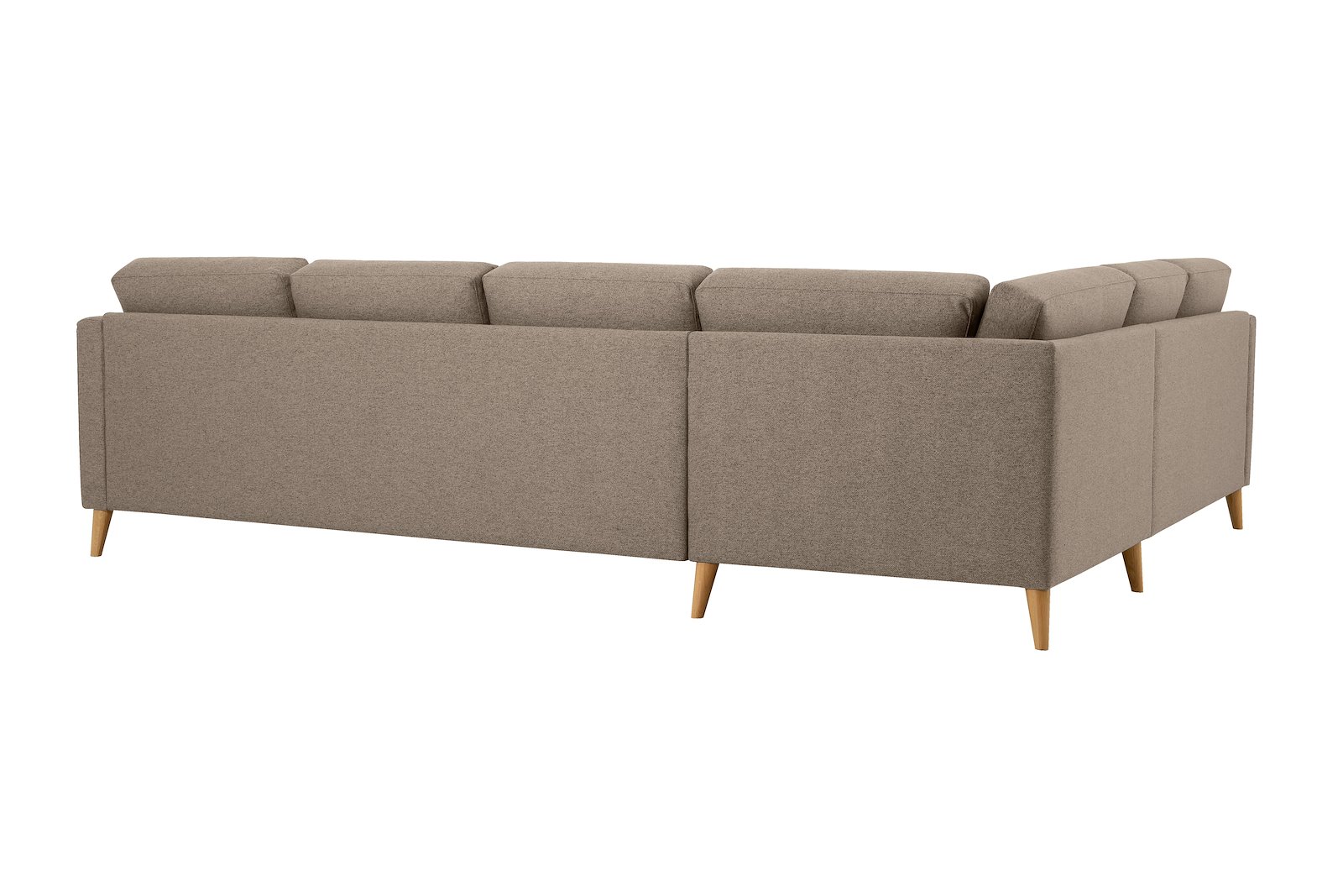 Eden hjørnesofa 23 hjørne i tekstil Neve 09 Cappuccino med ben i eik natur (15137).