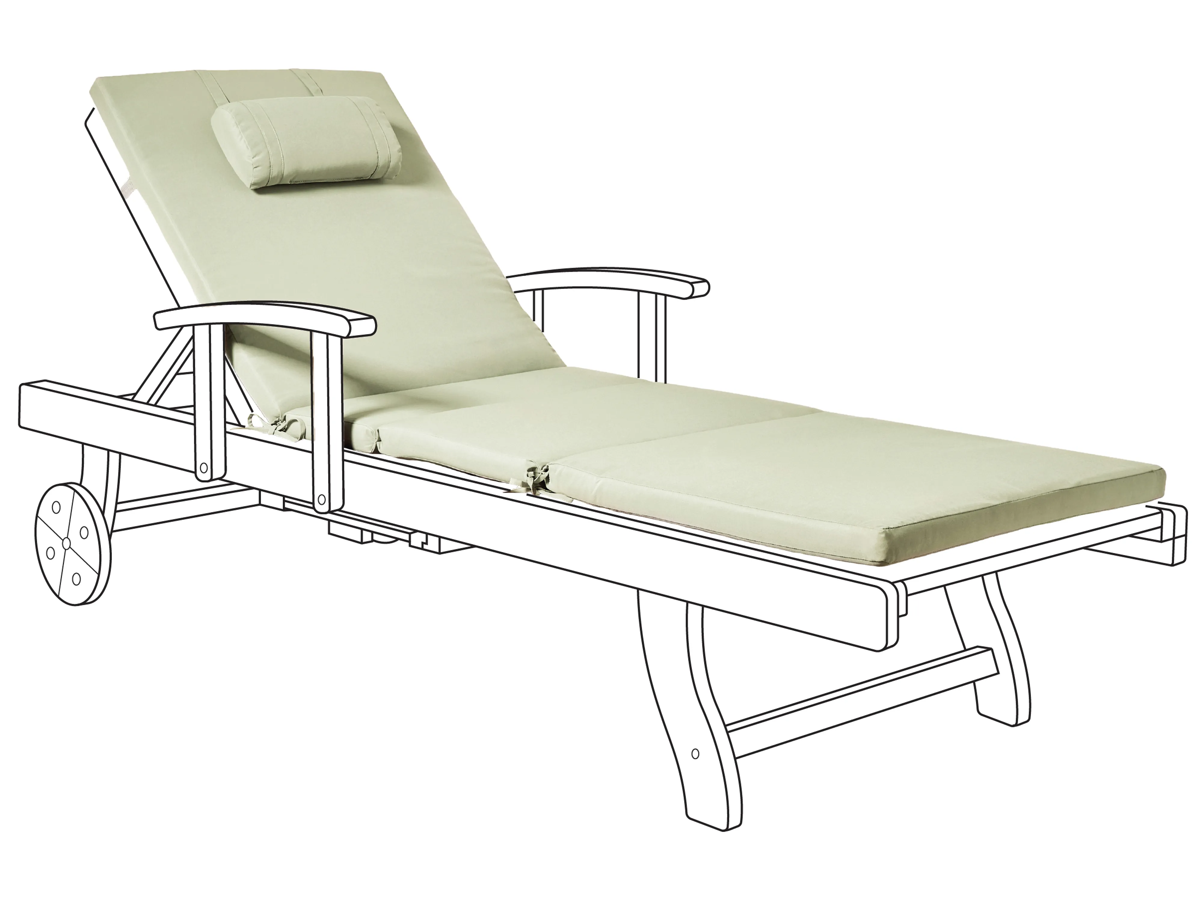 Kussen voor ligstoel TOSCANA/JAVA/AMANTEA PREMIUM 189 x 58 cm Groen