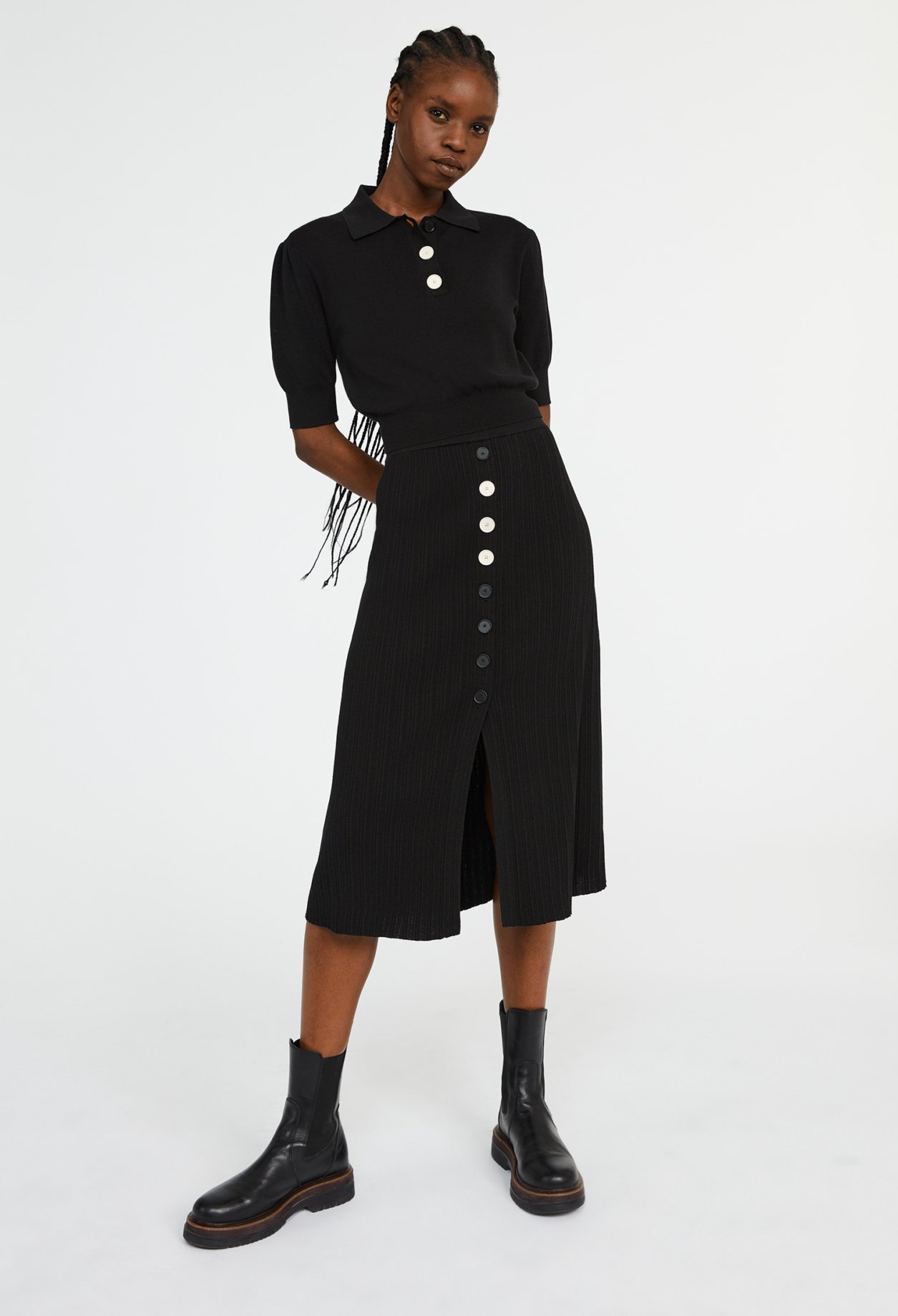 Jupe midi maille noire