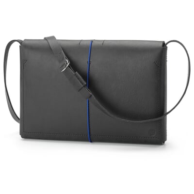 Leder-Umhängetasche klein, schwarz