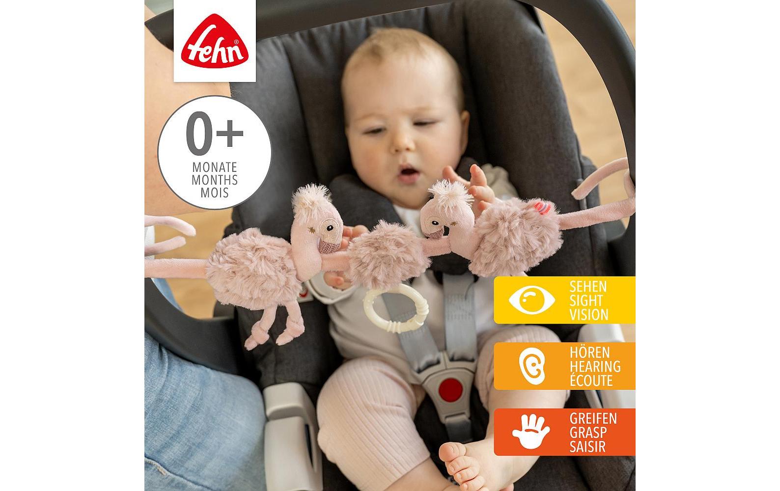 Kinderwagenkette Flamingo RoseMobile-Kette mit niedlichen Flamingo-Figuren zum flexiblen Aufhängen