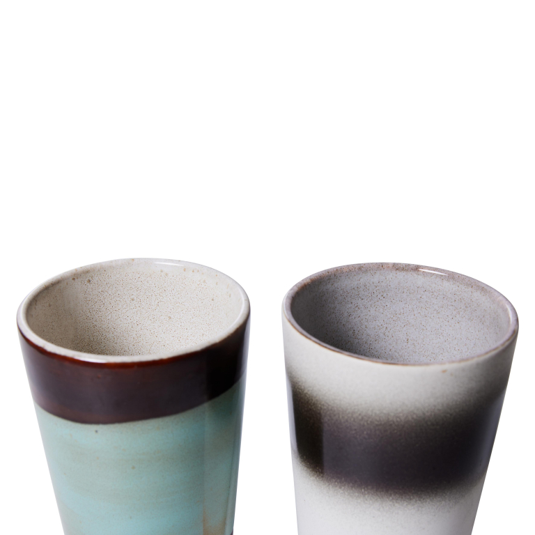 HKliving 70's Ceramic Latte mok kopjes set van 2 clash