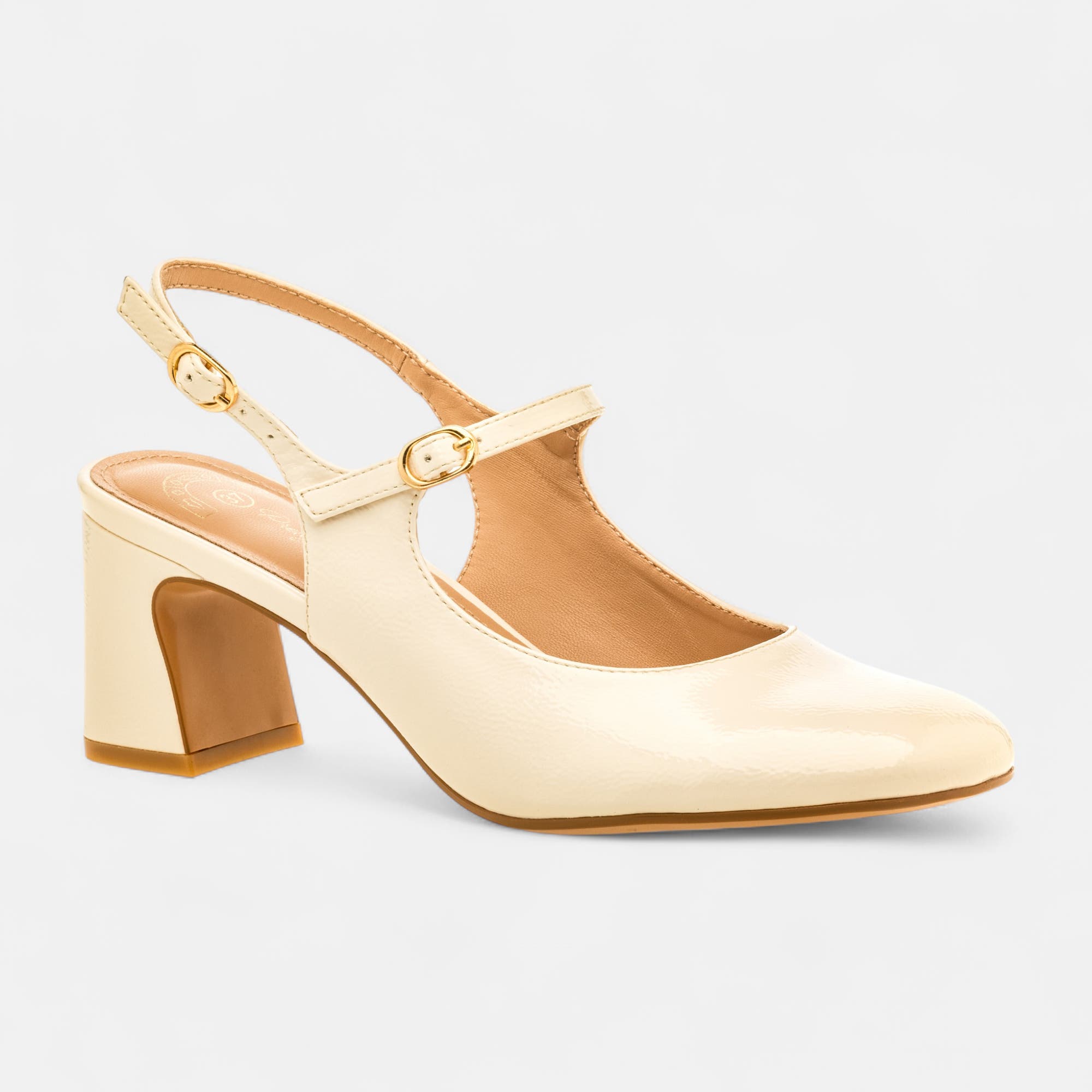 Escarpins avec bride arrière à talon Femme beige