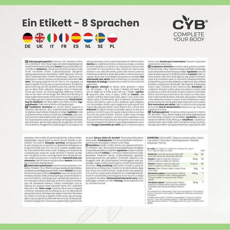 Cyb Knochen & Knorpel Komplex Selen + Vit.B6 + C Tabletten , 180 St