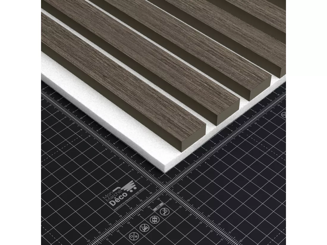 Lot de 2 Panneaux Tasseaux Bois - Noyer Feutre Blanc - 3 m², 2500 x 600 mm, Mon Marché Déco