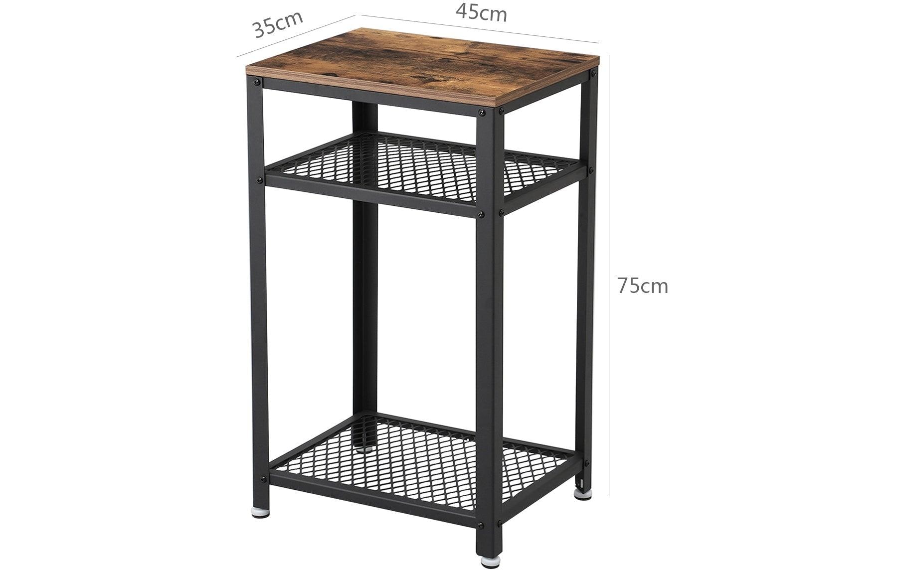 Beistelltisch Mit 2 Gitterablagen 40 x 75 cm, Braun/SchwarzKonsolentisch