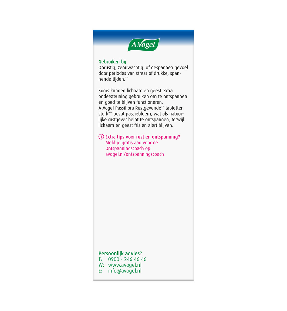 A.Vogel Passiflora rustgevende sterk (30 tabletten)