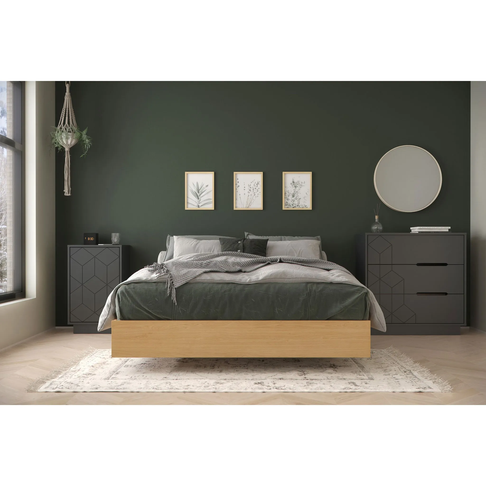 Nexera Bureau 3 Tiroirs - Gris Charbon
