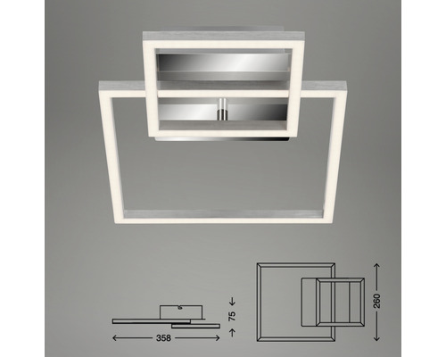 LED plafondlamp, dimbaar, 19,6W, 1500 lm, 3000 K, 35x26 cm, aluminium/chroom