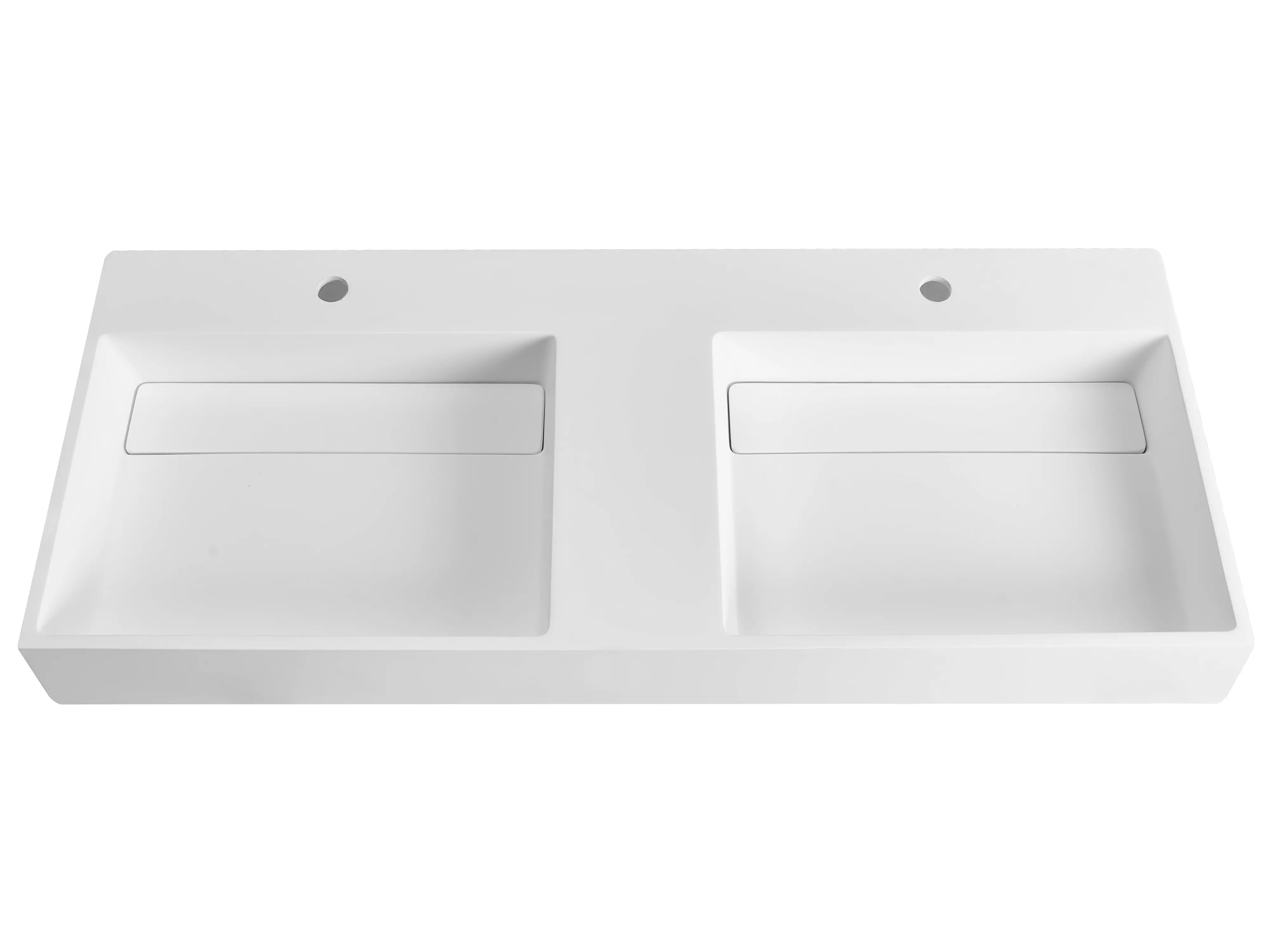 Wandgemonteerd dubbele wastafel CUSCO 120 x 48 cm Mineraal gietwerk Wit