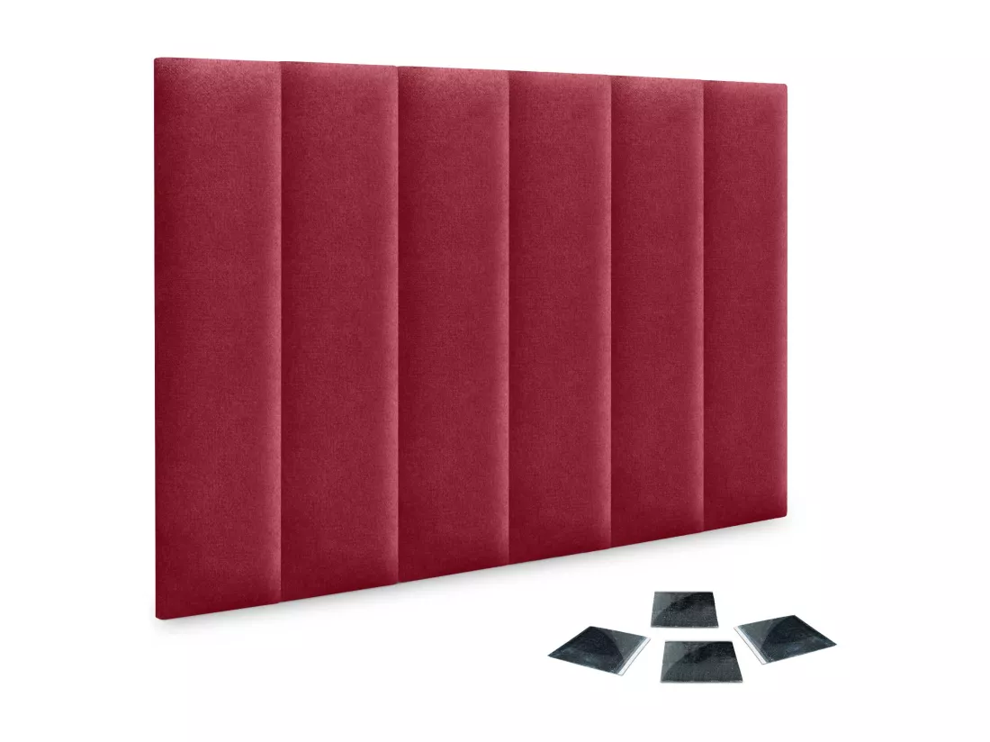 DHOME Lot de 6 Panneaux Rembourrés en Tissu Aqualine Autocollants pour Mur Acoustiques Absorbants Protection contre les Chocs (Rouge, 60x30cm, x6)