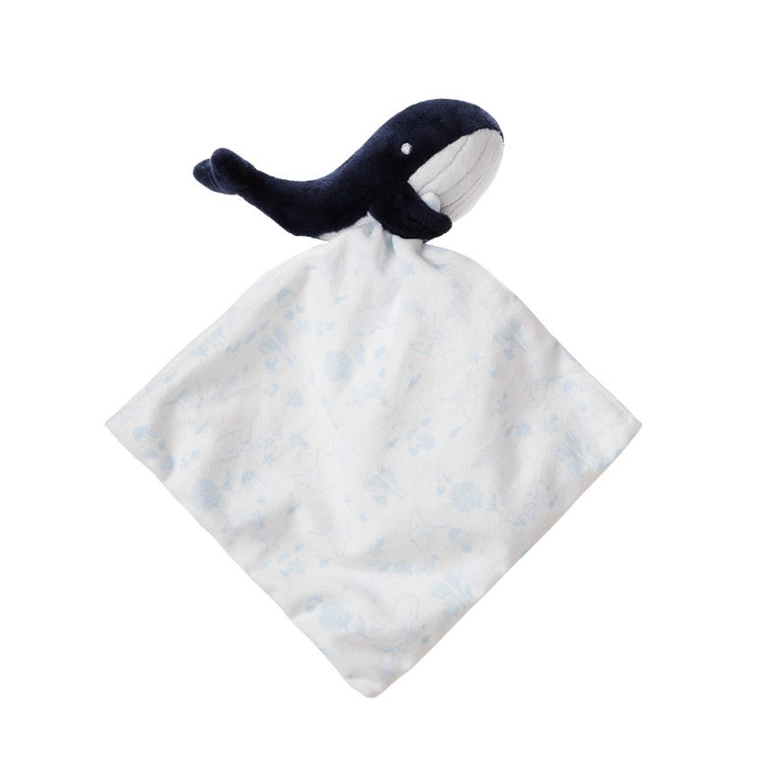 Doudou mouchoir baleine - Bleu marine