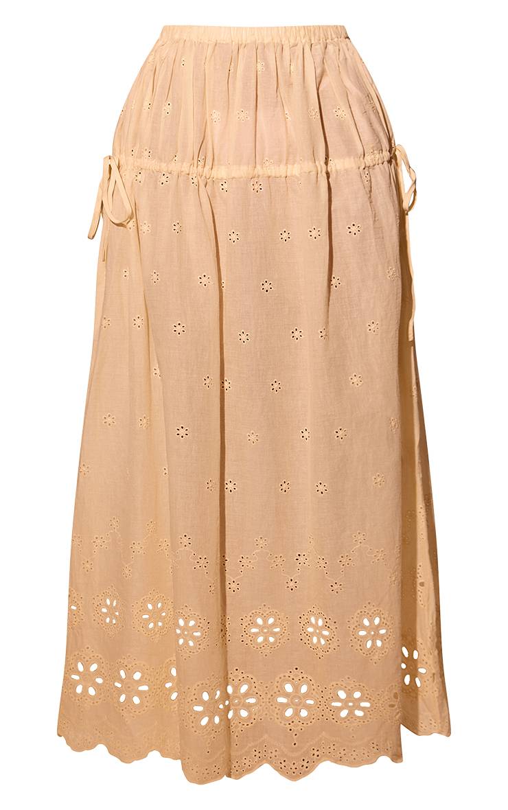Citron Jupe Longue De Plage En Broderie Anglaise