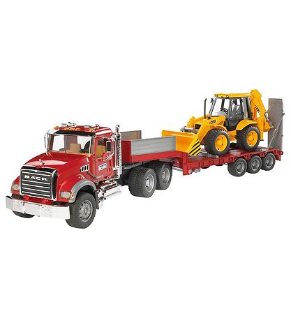 Bruder Lastbil - MACK  Grønite m. Trailer og JCB Gravko - 02813